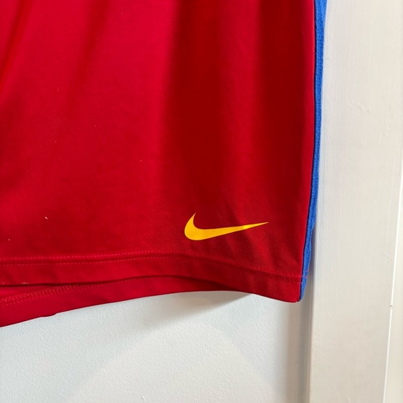 Nike Dri-Fit Mens Basketball Shorts Red Mesh Blue and Yellow Accents Size XXL - Picture 3 of 11